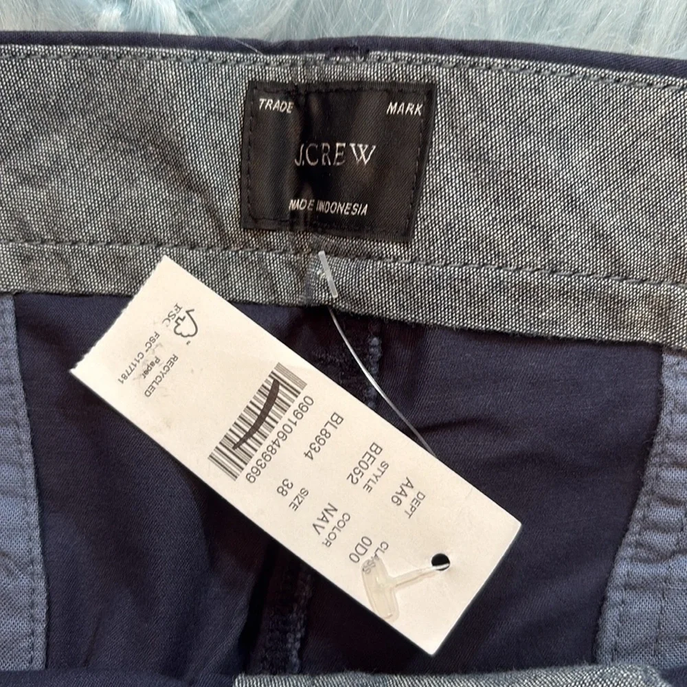 NWT J. Crew 9” Stretch Chino Shorts Navy Sz 38